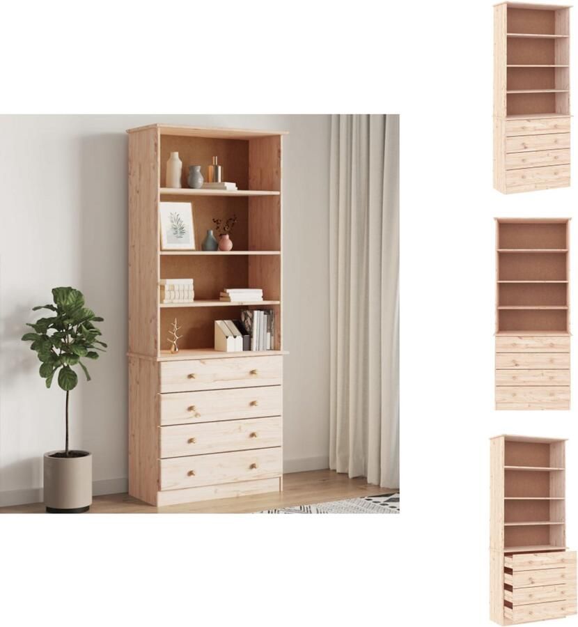 VidaXL Boekenkast Boekenkasten Boeken Plank Schappenkast Boekenkast met lades ALTA 77x35x186 5 cm massief grenenhout