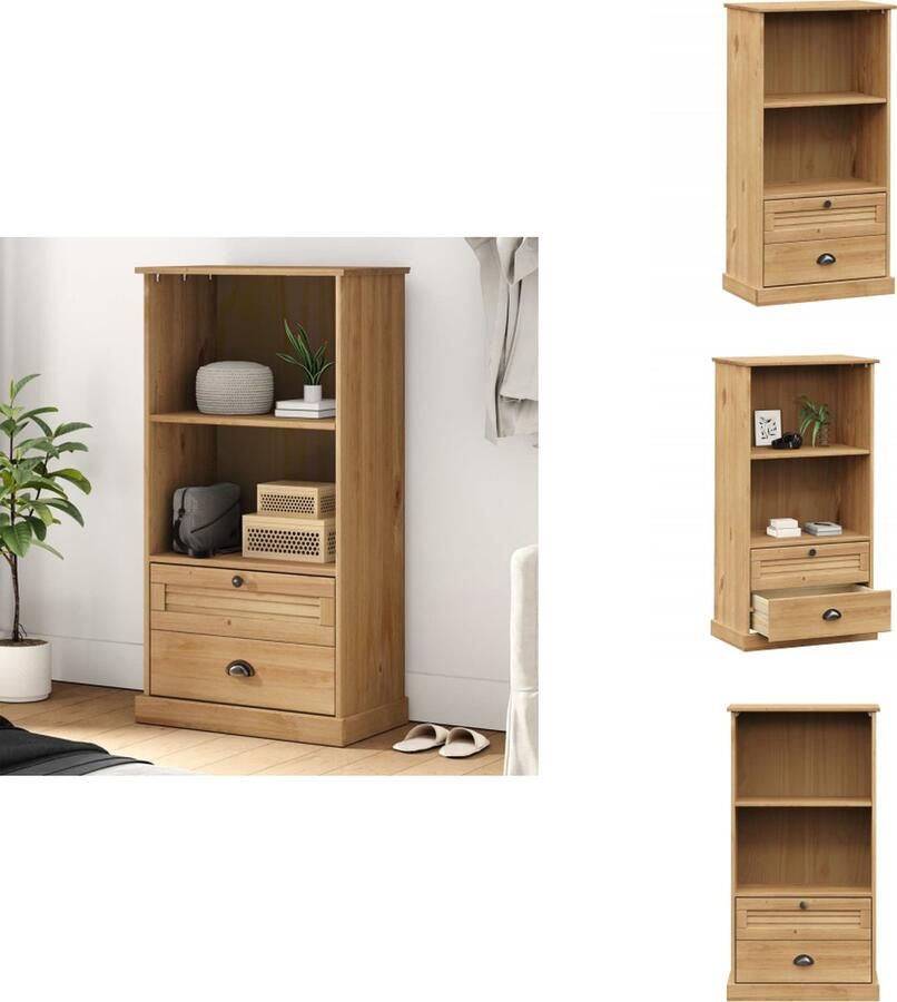 VidaXL Boekenkast Boekenkasten Boeken Plank Schappenkast Boekenkast VIGO 60x35x114-5 cm massief grenenhout - Foto 2