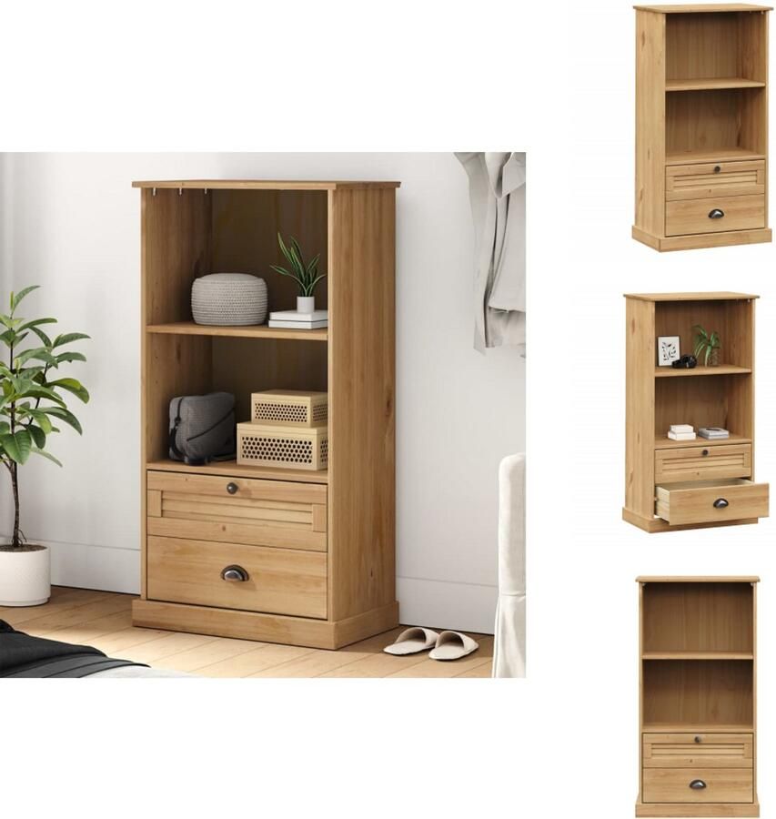 VidaXL Boekenkast Boekenkasten Boeken Plank Schappenkast Boekenkast VIGO 60x35x114-5 cm massief grenenhout