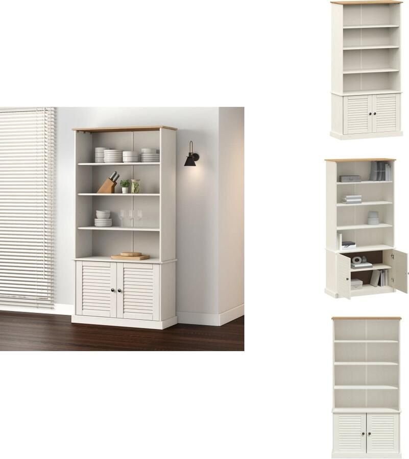 VidaXL Boekenkast Boekenkasten Boeken Plank Schappenkast Boekenkast VIGO 85x35x170 cm massief grenenhout wit - Foto 2