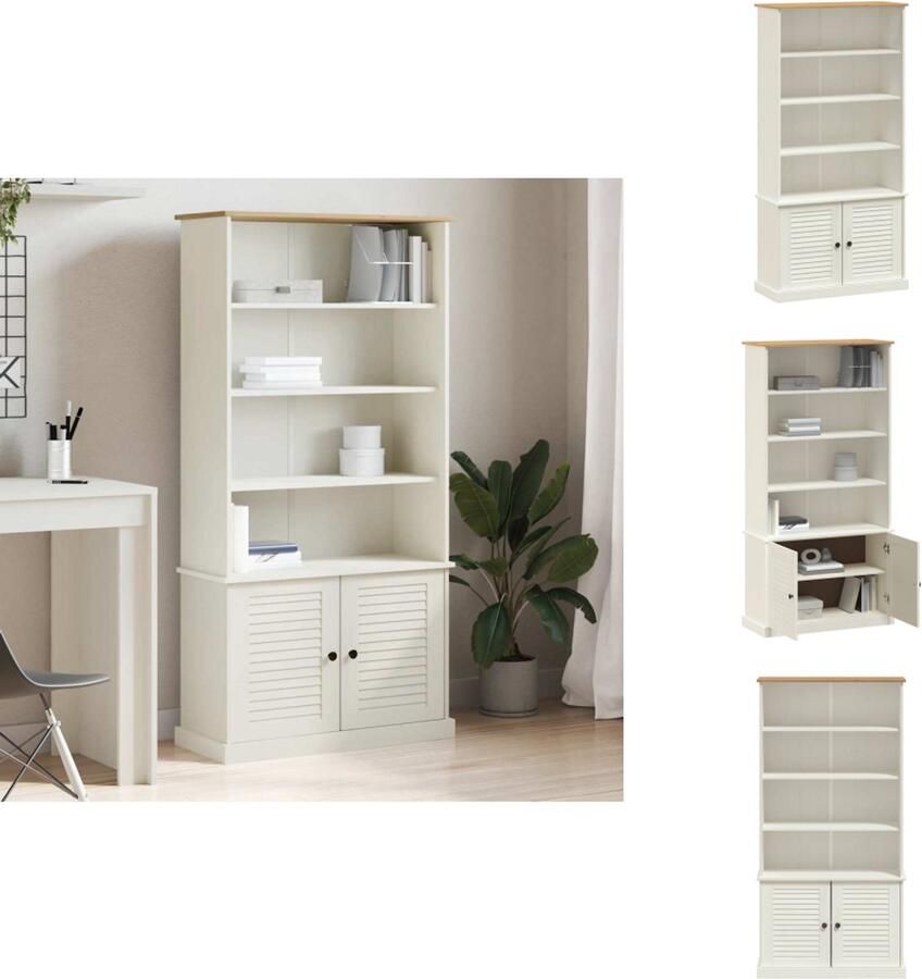 VidaXL Boekenkast Boekenkasten Boeken Plank Schappenkast Boekenkast VIGO 85x35x170 cm massief grenenhout wit