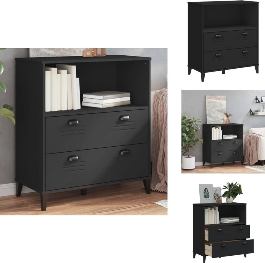 VidaXL Boekenkast Boekenkasten Boeken Plank Schappenkast Boekenkast VIKEN 80x40x90 cm bewerkt hout zwart