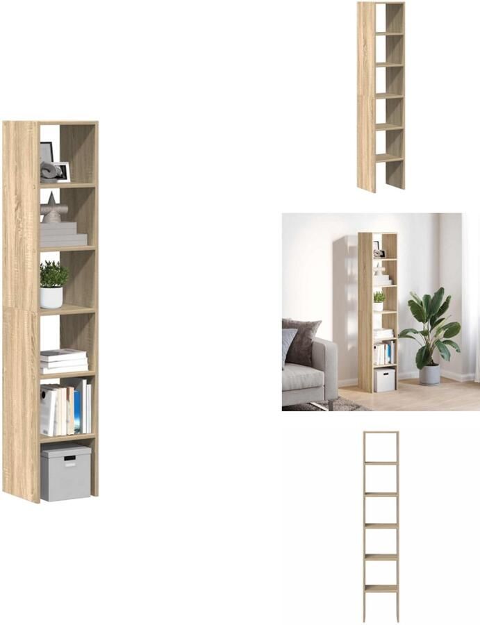 VidaXL Boekenkast Boekenkasten Boeken Plank Schappenkast Boekenkasten 2 st 30x30x80 cm bewerkt hout sonoma eiken