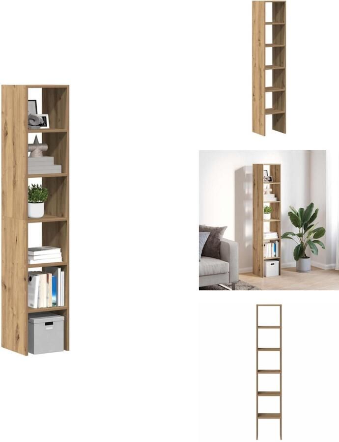 VidaXL Boekenkast Boekenkasten Boeken Plank Schappenkast Boekenkasten 2 st 30x30x80 cm bewerkt hout artisanaal eiken