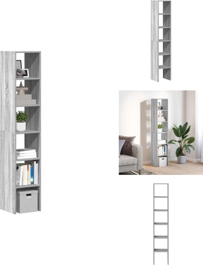 VidaXL Boekenkast Boekenkasten Boeken Plank Schappenkast Boekenkasten 2 st 30x30x80 cm bewerkt hout grijs sonoma eiken