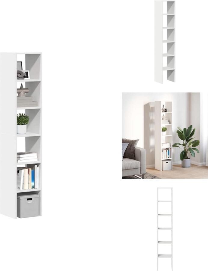 VidaXL Boekenkast Boekenkasten Boeken Plank Schappenkast Boekenkasten 2 st stapelbaar 30x30x80 cm bewerkt hout wit