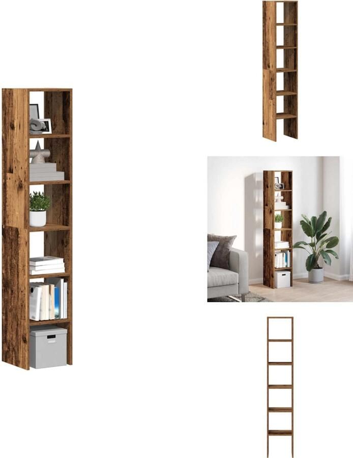 VidaXL Boekenkast Boekenkasten Boeken Plank Schappenkast Boekenkasten 2 st stapelbaar 30x30x80 cm bewerkt hout oud hout