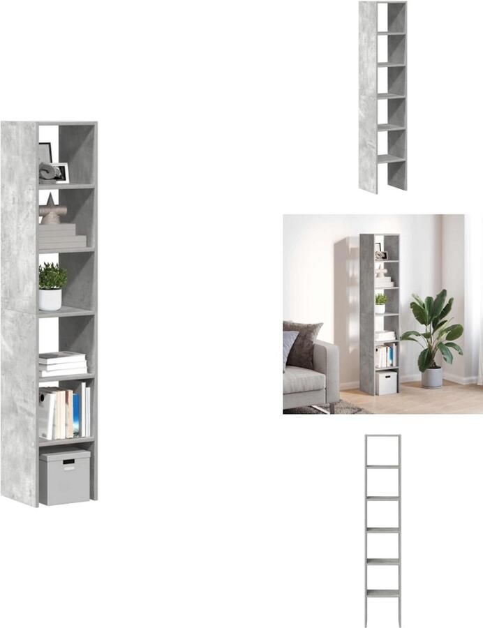 VidaXL Boekenkast Boekenkasten Boeken Plank Schappenkast Boekenkasten 2 st stapelbaar 30x30x80cm bewerkt hout betongrijs
