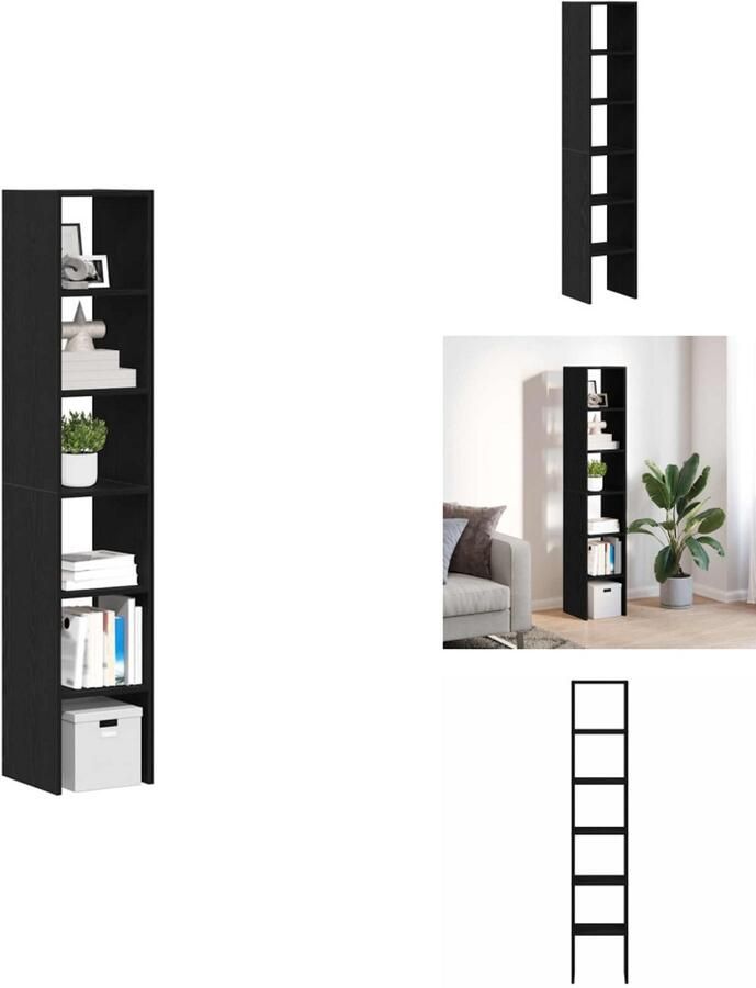 VidaXL Boekenkast Boekenkasten Boeken Plank Schappenkast Boekenkasten 2st stapelbaar 30x30x80cm bewerkt hout zwart eiken