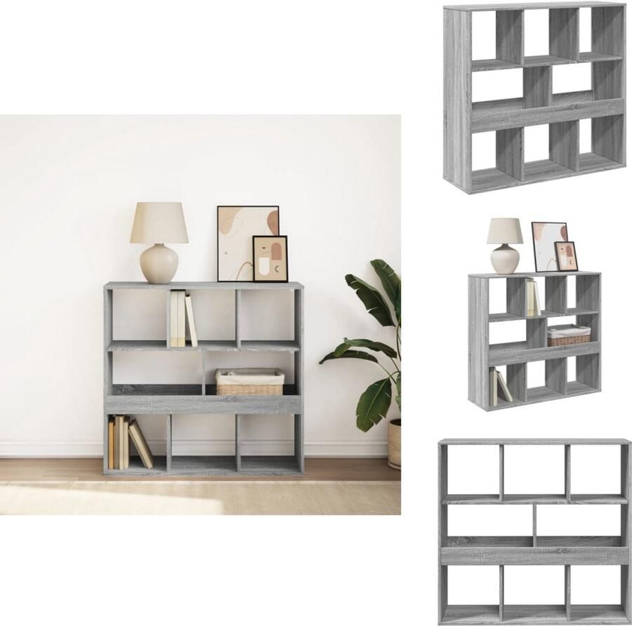 VidaXL Boekenkast Boekenkasten Boeken Plank Schappenkast Boekenkast kamerscherm 100x33x94 5 cm grijs sonoma eiken