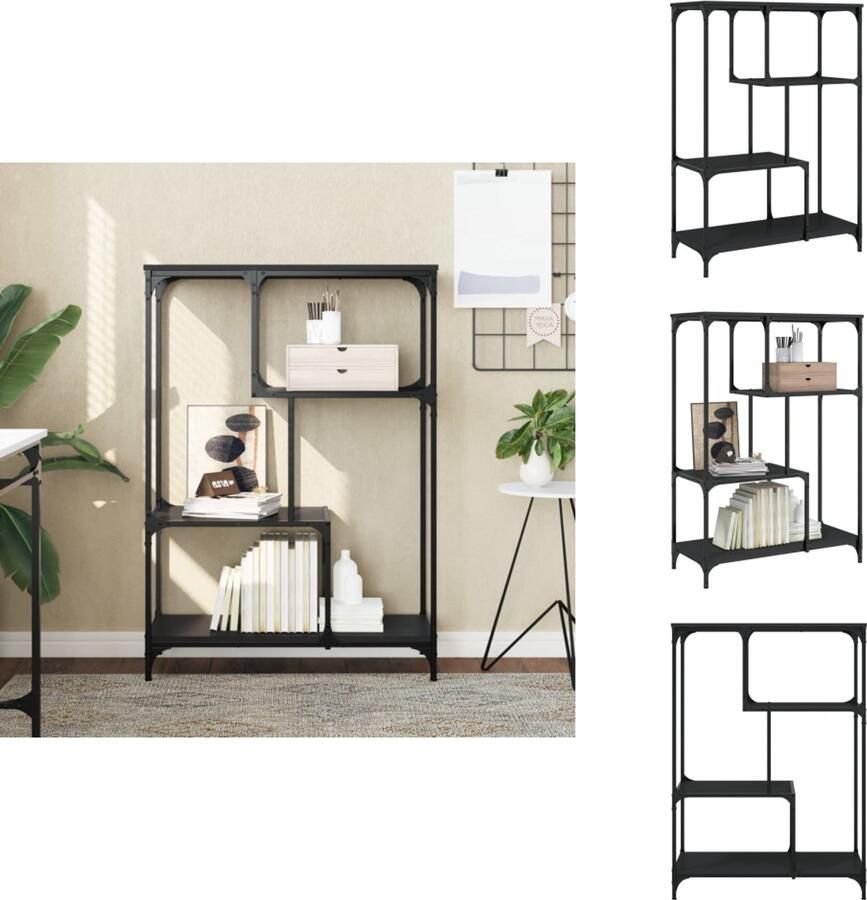 VidaXL Boekenkast Boekenkasten Boeken Plank Schappenkast Boekenrek 81x36x115 cm bewerkt hout en staal zwart