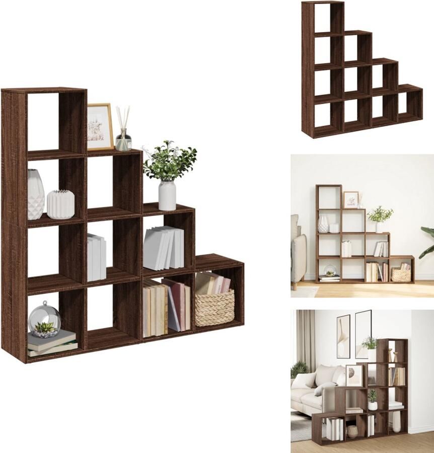 VidaXL Boekenkast Boekenkasten Boeken Plank Schappenkast Kamerscherm boekenkast 131 5x29x131 5 cm hout bruin eiken