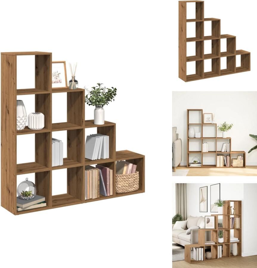 VidaXL Boekenkast Boekenkasten Boeken Plank Schappenkast Kamerscherm boekenkast 131 5x29x131 5 cm hout artisanaal eik