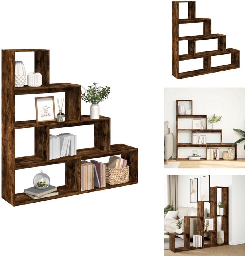 VidaXL Boekenkast Boekenkasten Boeken Plank Schappenkast Kamerscherm boekenkast 143 5x29x143 5 cm hout gerookt eiken