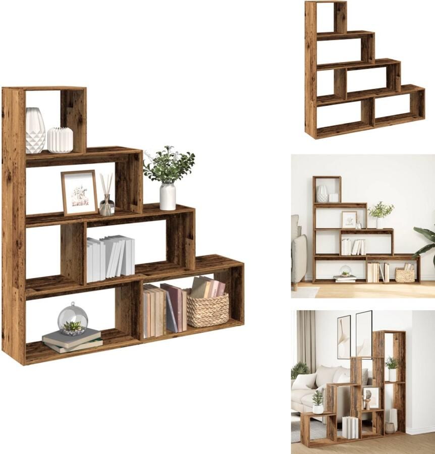 VidaXL Boekenkast Boekenkasten Boeken Plank Schappenkast Kamerscherm boekenkast 143 5x29x143 5 cm hout oud hout