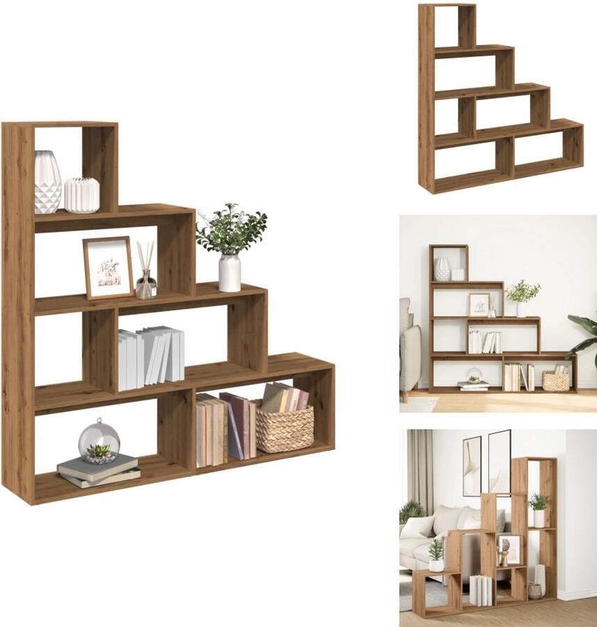 VidaXL Boekenkast Boekenkasten Boeken Plank Schappenkast Kamerscherm boekenkast 143 5x29x143 5 cm hout artisanaal eik