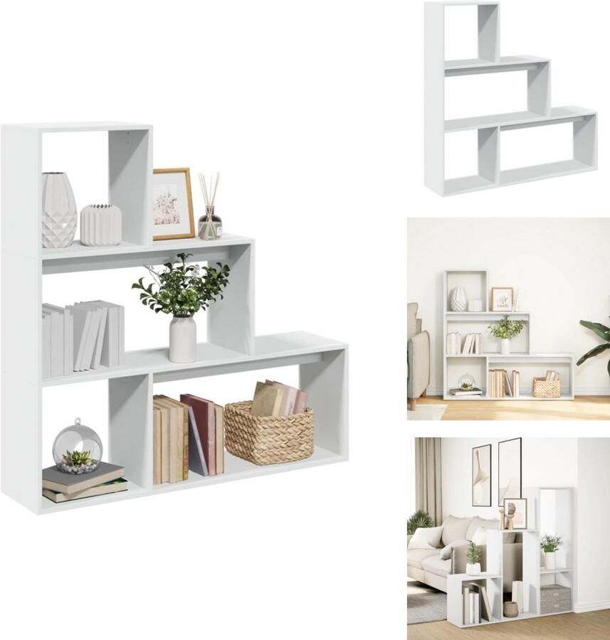 VidaXL Boekenkast Boekenkasten Boeken Plank Schappenkast Kamerscherm boekenkast 3-laags 123x29x123 cm bewerkt hout wit