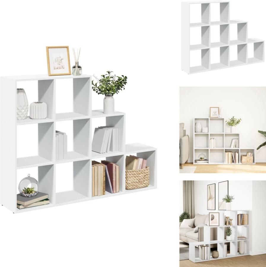 VidaXL Boekenkast Boekenkasten Boeken Plank Schappenkast Kamerscherm boekenkast 3-laags 137 5x29x103 5 cm hout wit