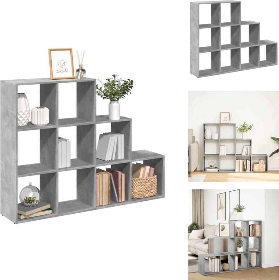 VidaXL Boekenkast Boekenkasten Boeken Plank Schappenkast Kamerscherm boekenkast 3-laags 137 5x29x103 5 cm hout grijs