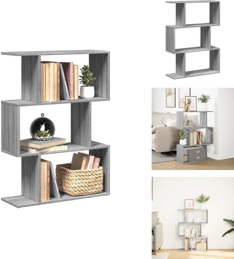 VidaXL Boekenkast Boekenkasten Boeken Plank Schappenkast Kamerscherm boekenkast 3-laags 70x24x97 cm hout grijs sonoma