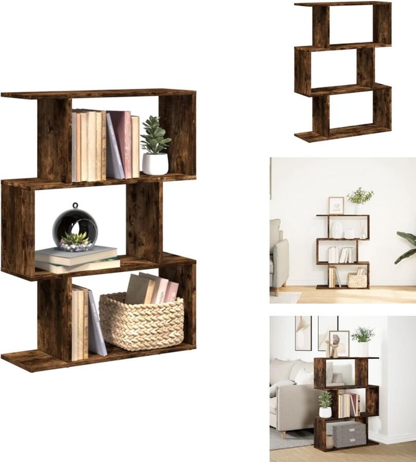 VidaXL Boekenkast Boekenkasten Boeken Plank Schappenkast Kamerscherm boekenkast 3-laags 70x24x97 cm hout gerookt eik