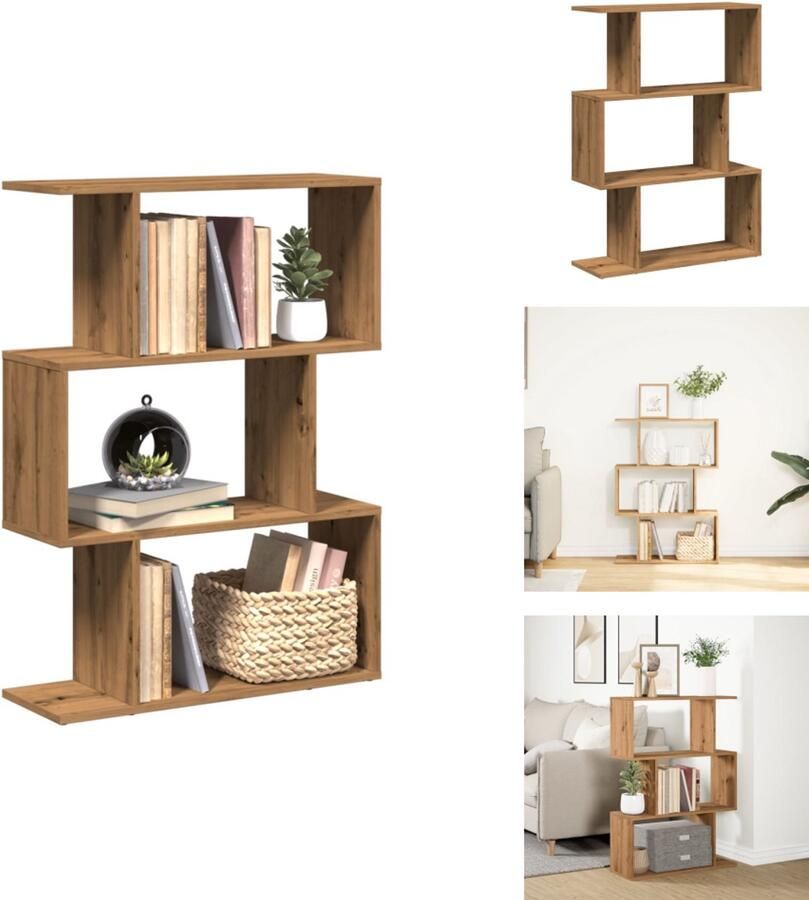 VidaXL Boekenkast Boekenkasten Boeken Plank Schappenkast Kamerscherm boekenkast 3-laags 70x24x97 cm hout artisanaal