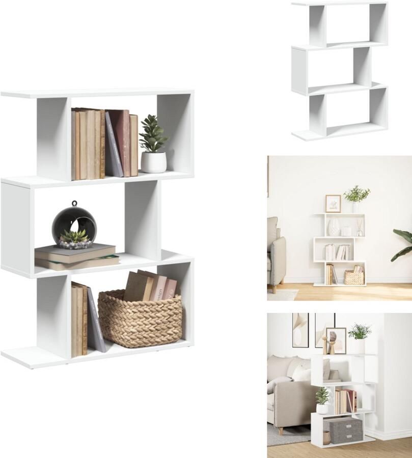 VidaXL Boekenkast Boekenkasten Boeken Plank Schappenkast Kamerscherm boekenkast 3-laags 70x24x97 cm bewerkt hout wit