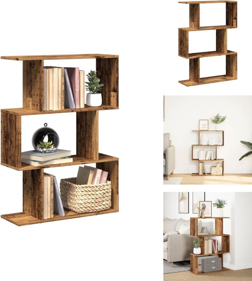 VidaXL Boekenkast Boekenkasten Boeken Plank Schappenkast Kamerscherm boekenkast 3-laags 70x24x97 cm hout oud hout
