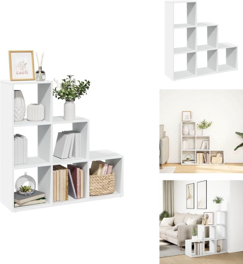 VidaXL Boekenkast Boekenkasten Boeken Plank Schappenkast Kamerscherm boekenkast 3-laags 99x29x99 cm bewerkt hout wit
