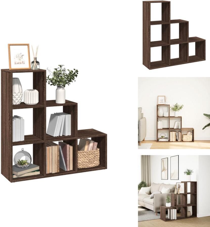 VidaXL Boekenkast Boekenkasten Boeken Plank Schappenkast Kamerscherm boekenkast 3-laags 99x29x99 cm hout bruin eiken