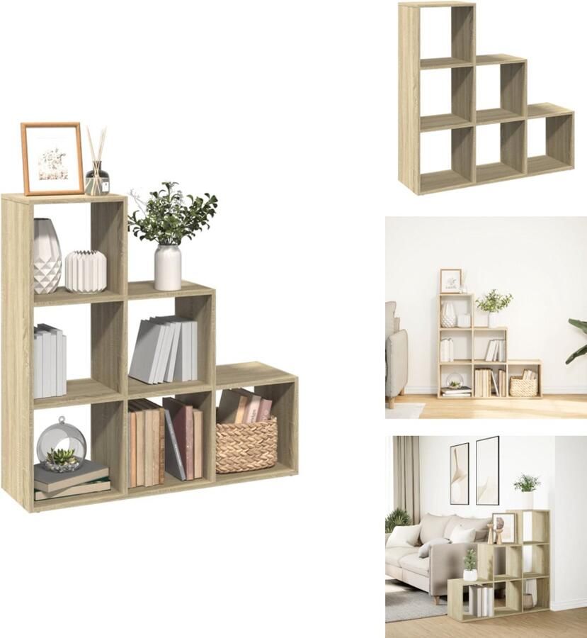 VidaXL Boekenkast Boekenkasten Boeken Plank Schappenkast Kamerscherm boekenkast 3-laags 99x29x99 cm hout sonoma eiken