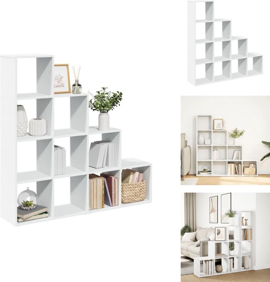 VidaXL Boekenkast Boekenkasten Boeken Plank Schappenkast Kamerscherm boekenkast 4-laags 131 5x29x131 5 cm hout wit