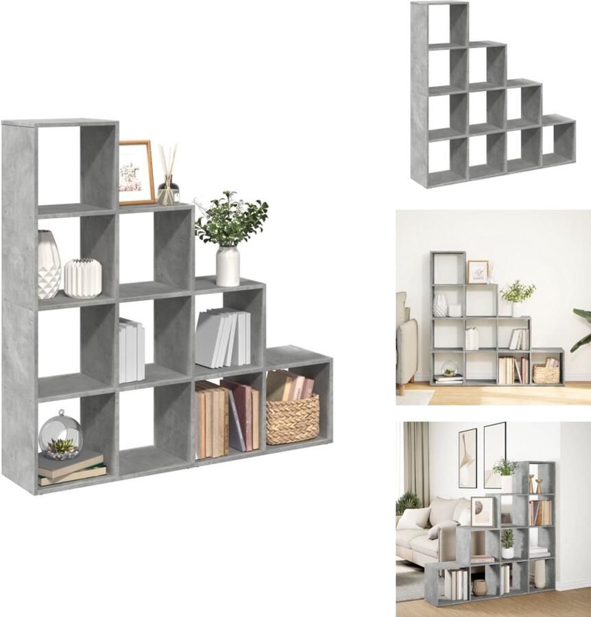 VidaXL Boekenkast Boekenkasten Boeken Plank Schappenkast Kamerscherm boekenkast 4-laags 131 5x29x131 5 cm hout grijs