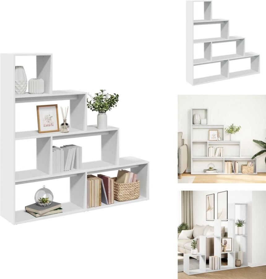 VidaXL Boekenkast Boekenkasten Boeken Plank Schappenkast Kamerscherm boekenkast 4-laags 143 5x29x143 5 cm hout wit