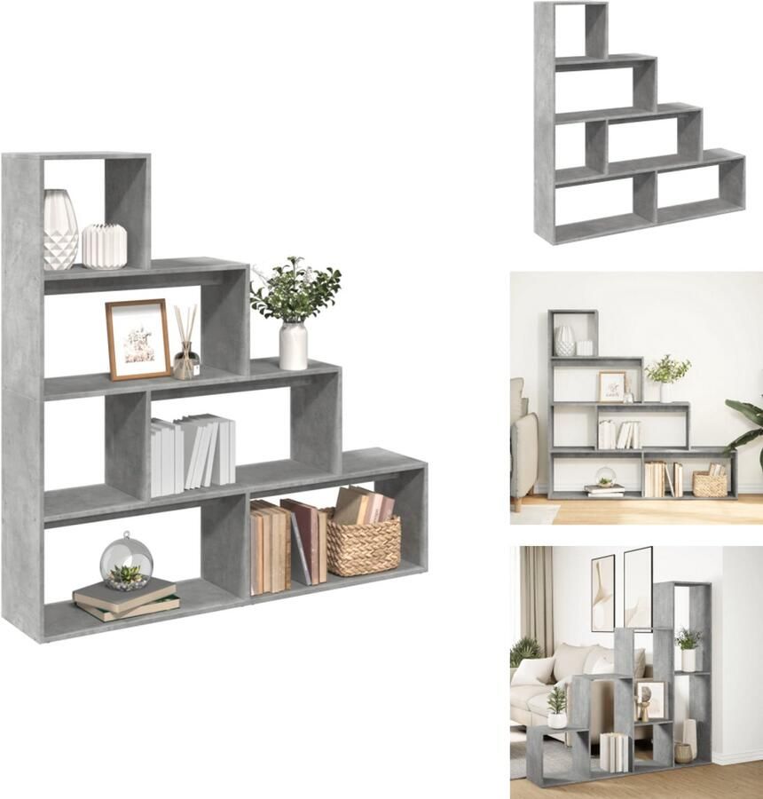 VidaXL Boekenkast Boekenkasten Boeken Plank Schappenkast Kamerscherm boekenkast 4-laags 143 5x29x143 5 cm hout grijs