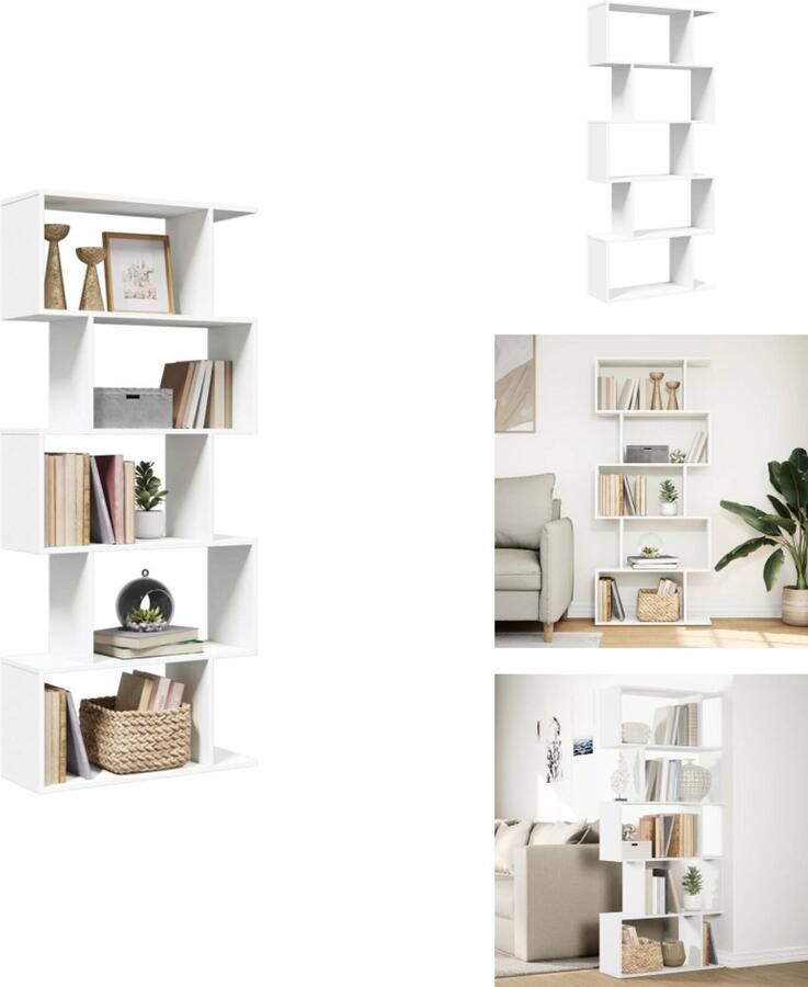 VidaXL Boekenkast Boekenkasten Boeken Plank Schappenkast Kamerscherm boekenkast 5-laags 70x24x161 cm bewerkt hout wit