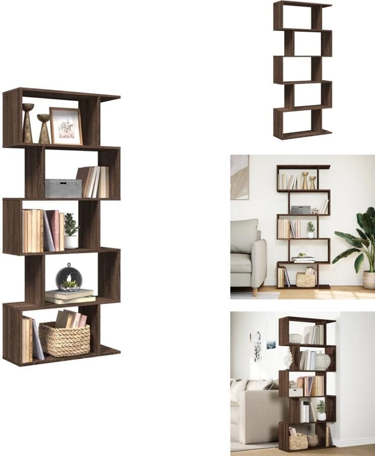 VidaXL Boekenkast Boekenkasten Boeken Plank Schappenkast Kamerscherm boekenkast 5-laags 70x24x161 cm hout bruin eiken