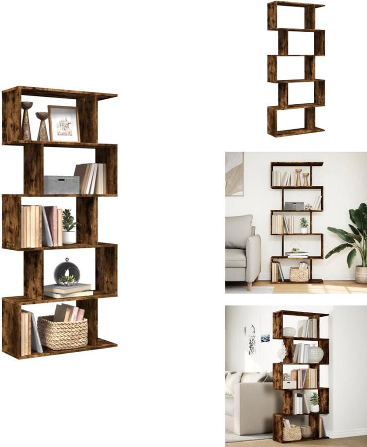 VidaXL Boekenkast Boekenkasten Boeken Plank Schappenkast Kamerscherm boekenkast 5-laags 70x24x161 cm hout gerookt eik