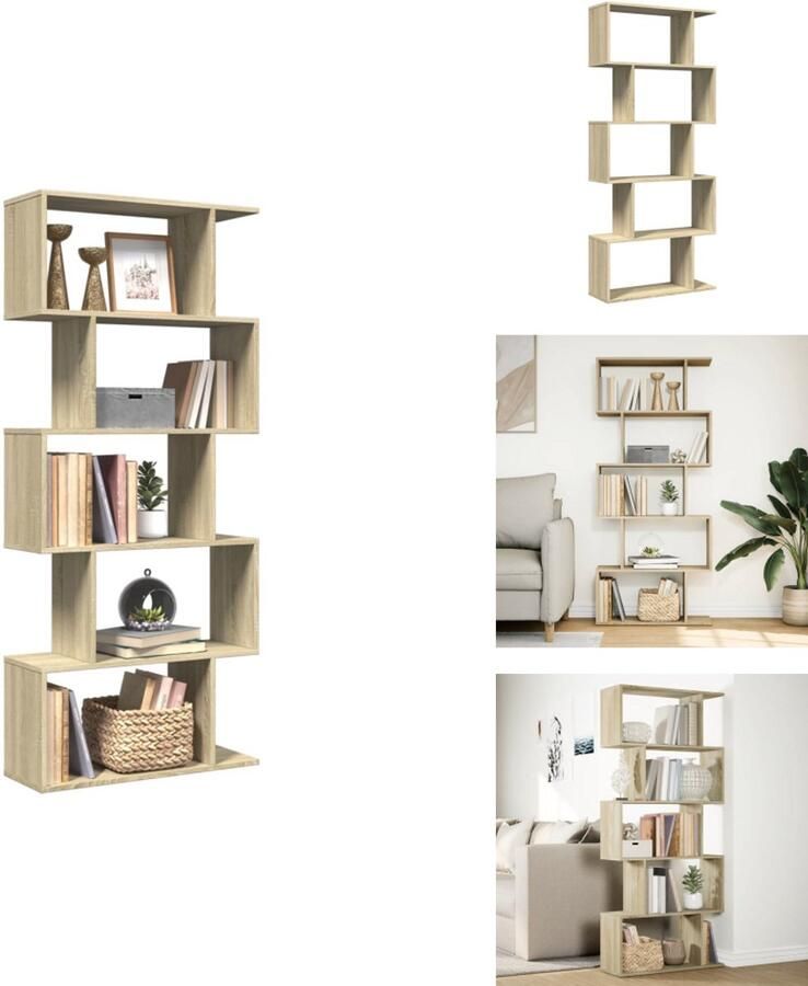 VidaXL Boekenkast Boekenkasten Boeken Plank Schappenkast Kamerscherm boekenkast 5-laags 70x24x161 cm hout sonoma eiken