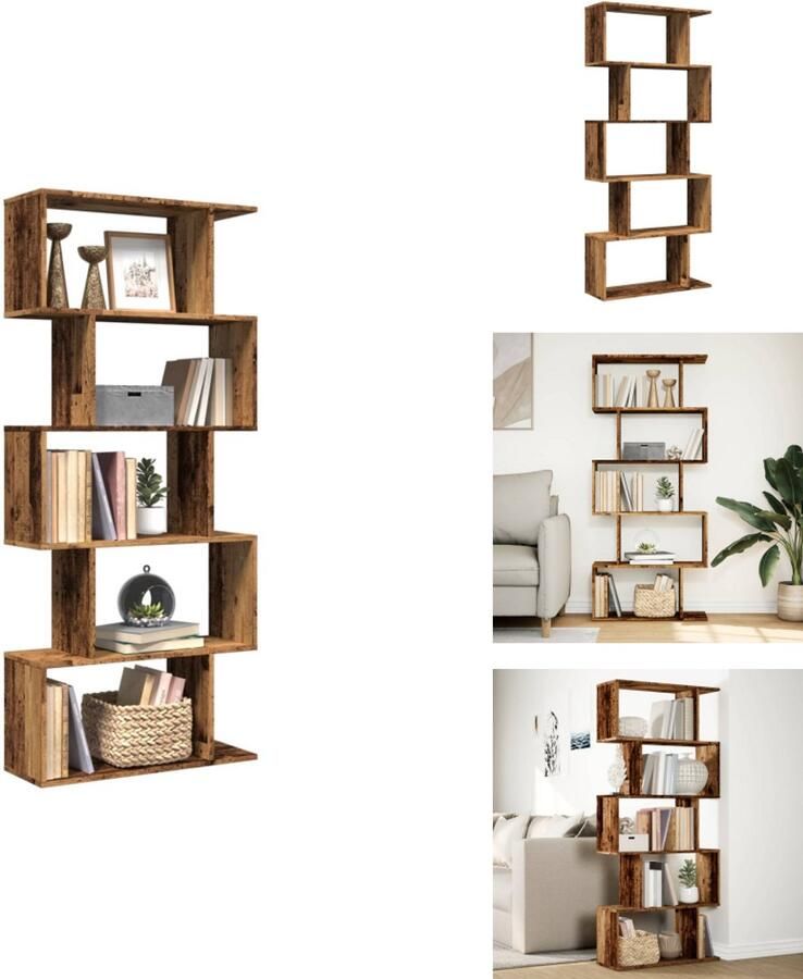 VidaXL Boekenkast Boekenkasten Boeken Plank Schappenkast Kamerscherm boekenkast 5-laags 70x24x161 cm hout oud hout