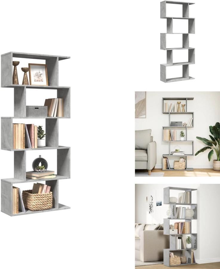 VidaXL Boekenkast Boekenkasten Boeken Plank Schappenkast Kamerscherm boekenkast 5-laags 70x24x161 cm hout betongrijs