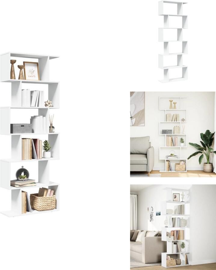 VidaXL Boekenkast Boekenkasten Boeken Plank Schappenkast Kamerscherm boekenkast 6-laags 70x24x193 cm bewerkt hout wit
