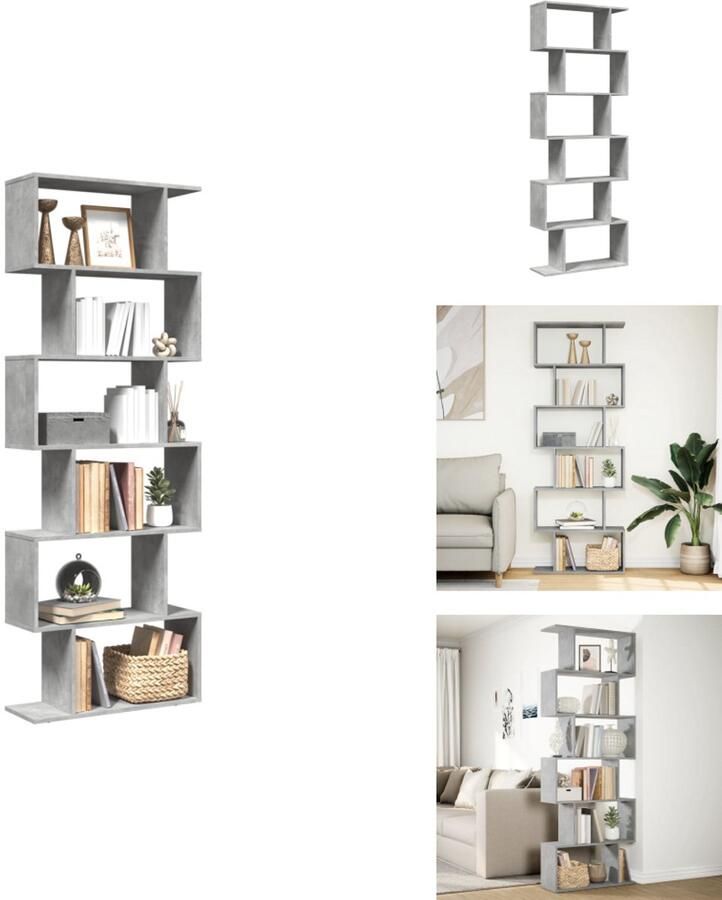 VidaXL Boekenkast Boekenkasten Boeken Plank Schappenkast Kamerscherm boekenkast 6-laags 70x24x193 cm hout betongrijs