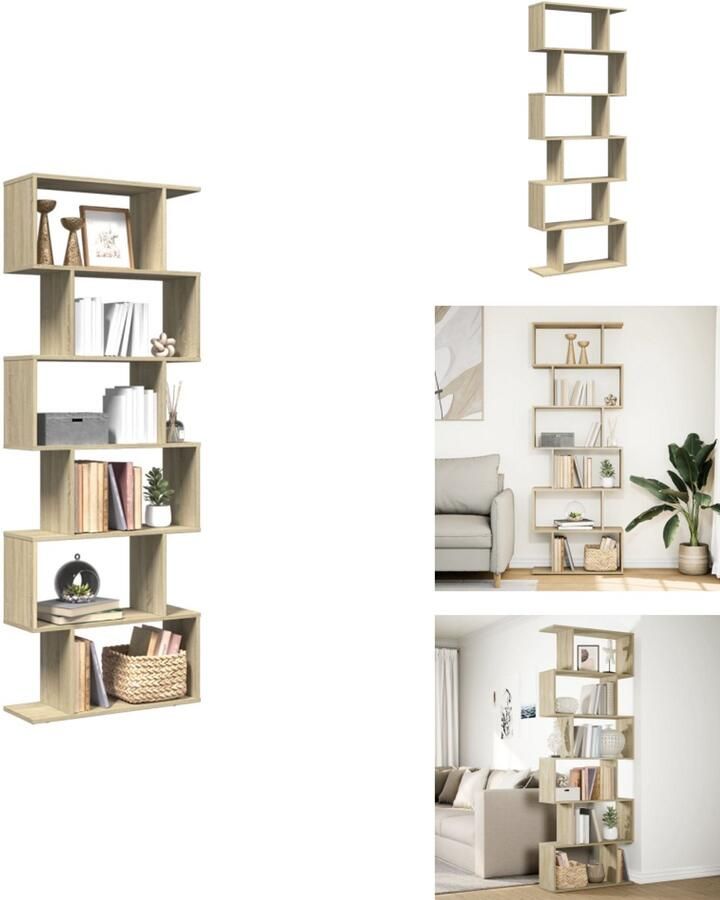 VidaXL Boekenkast Boekenkasten Boeken Plank Schappenkast Kamerscherm boekenkast 6-laags 70x24x193 cm hout sonoma eiken