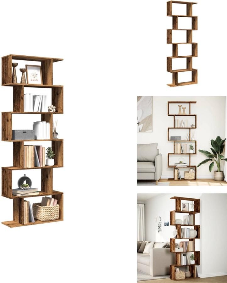 VidaXL Boekenkast Boekenkasten Boeken Plank Schappenkast Kamerscherm boekenkast 6-laags 70x24x193 cm hout oud hout