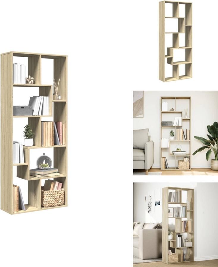 VidaXL Boekenkast Boekenkasten Boeken Plank Schappenkast Kamerscherm boekenkast 67x25x161 5 cm hout sonoma eikenkleur