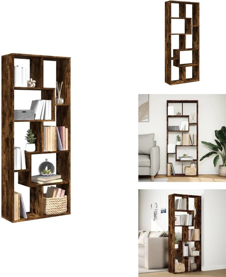 VidaXL Boekenkast Boekenkasten Boeken Plank Schappenkast Kamerscherm boekenkast 67x25x161 5 cm hout gerookt eiken