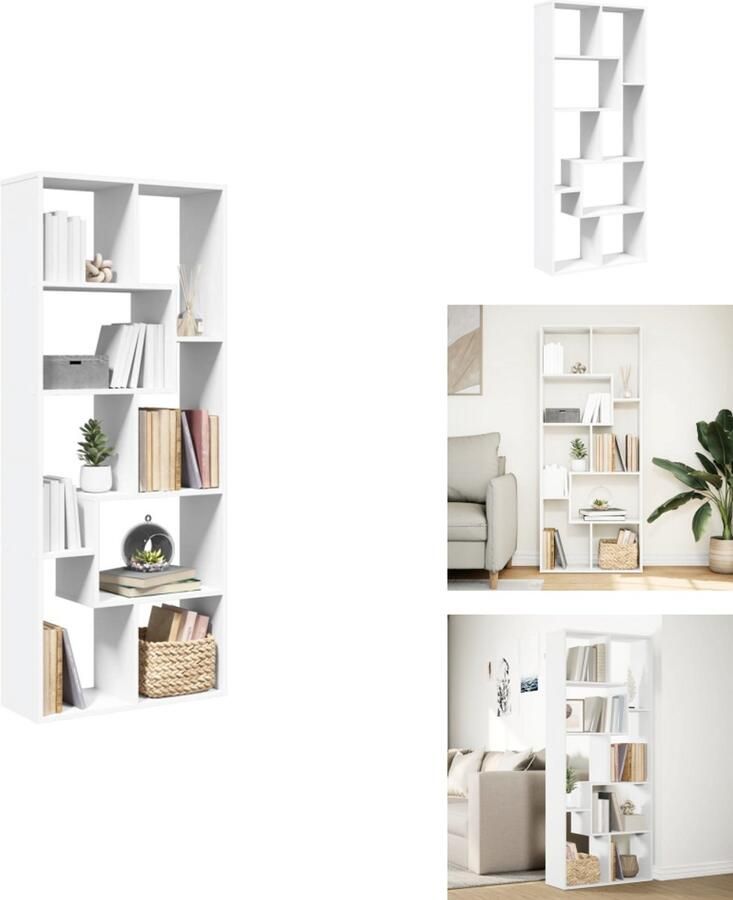 VidaXL Boekenkast Boekenkasten Boeken Plank Schappenkast Kamerscherm boekenkast 67x25x161 5 cm bewerkt hout wit