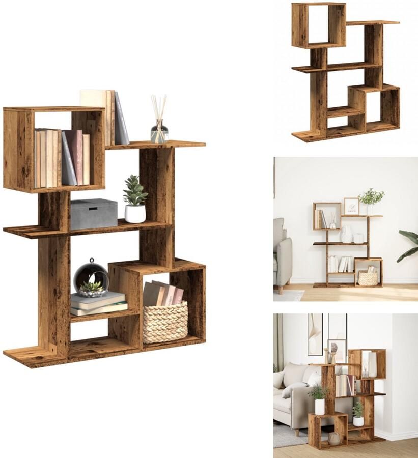VidaXL Boekenkast Boekenkasten Boeken Plank Schappenkast Kamerscherm boekenkast 92x29x112 cm hout oud houtkleurig