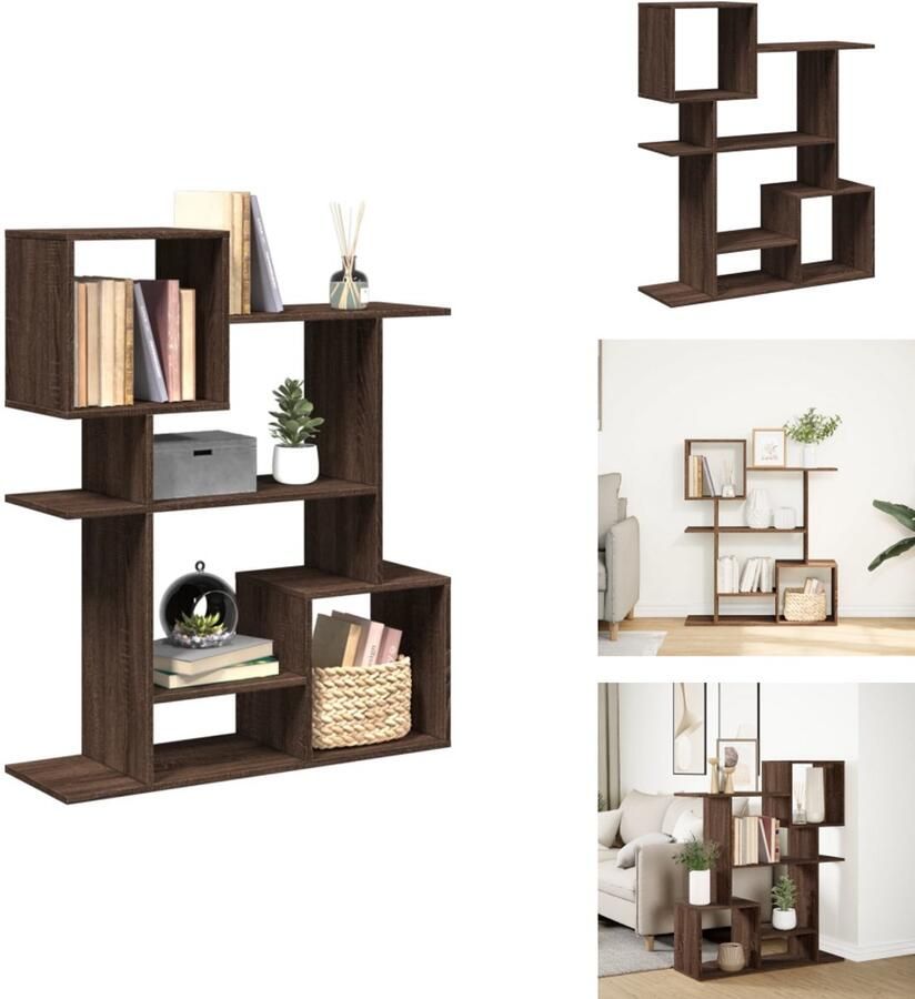 VidaXL Boekenkast Boekenkasten Boeken Plank Schappenkast Kamerscherm boekenkast 92x29x112 cm hout bruin eikenkleur